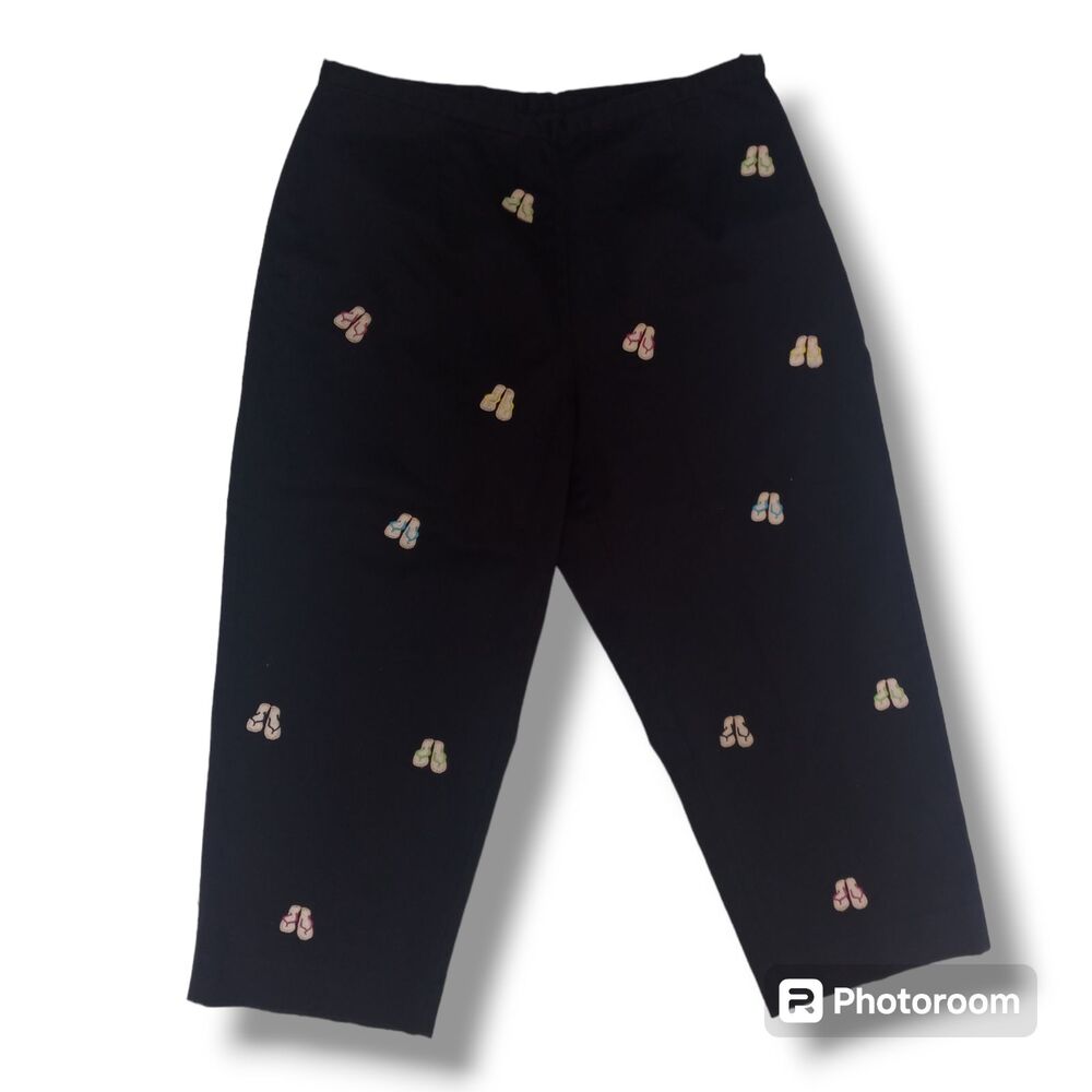 Goodclothes Petites Embroidered Flip Flop Crop Pant-Size 4P-Side Zip-Novelty